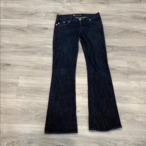 Rock Revival Indigo Flare Jeans with Gold Rivet Accents size 26